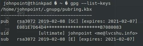 List GPG key pairs